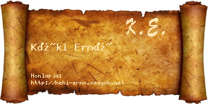 Kéki Ernő névjegykártya